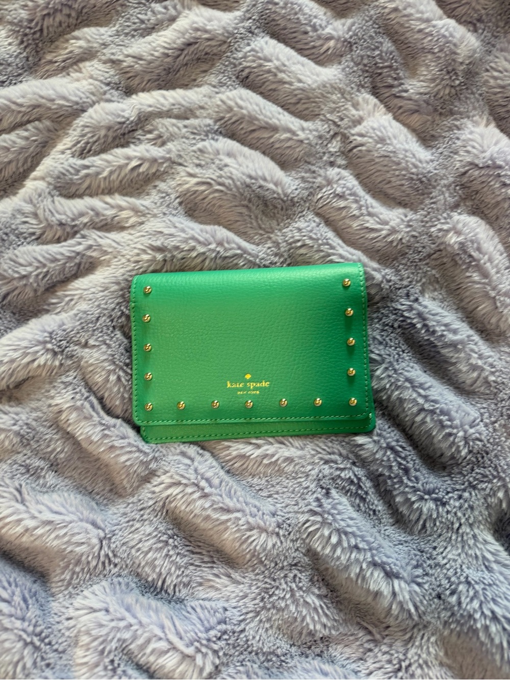 kate spade Green Leather Studded Bifold Wallet